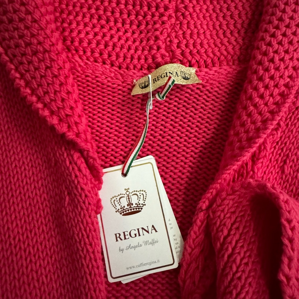 NWT New with Tags Regina SRL Angela Maffei Pink Poncho Cardigan 100% Cotton - Picture 2 of 5